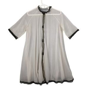 Vintage Van Raalte Womens Dressing gown Robe snaps off White Size SML READ